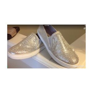 Athletic casual loafer silver crystals size 8